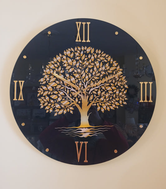 Orologio albero vita in vetro temperato