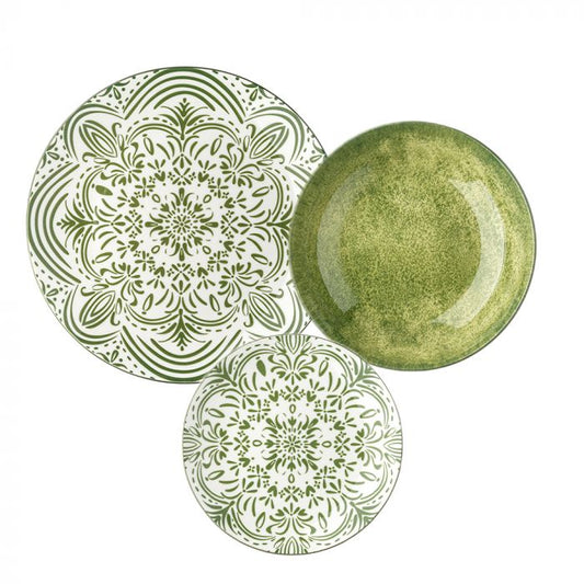 Servizio di piatti in porcellana verde